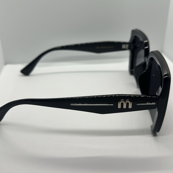 Oversized Black Square Sunglasses Silver M Logo UV Protection Chic Trendy Shades main image 15
